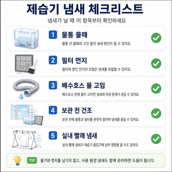 제습기 냄새 확인 체크리스트 이미지